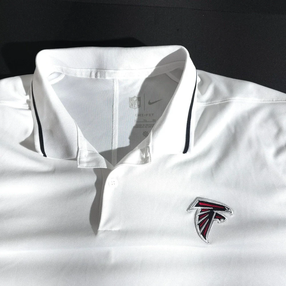 Nike‎ Atlanta Falcons NFL Mens XL White Dri-FIT Polo Shirt 00M3-100 Embroidered